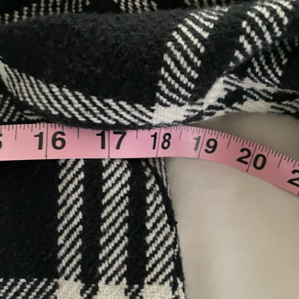 Grace Elements Wool Cropped Blazer Jacket Lined Black Ivory White Plaid - Picture 4 of 7